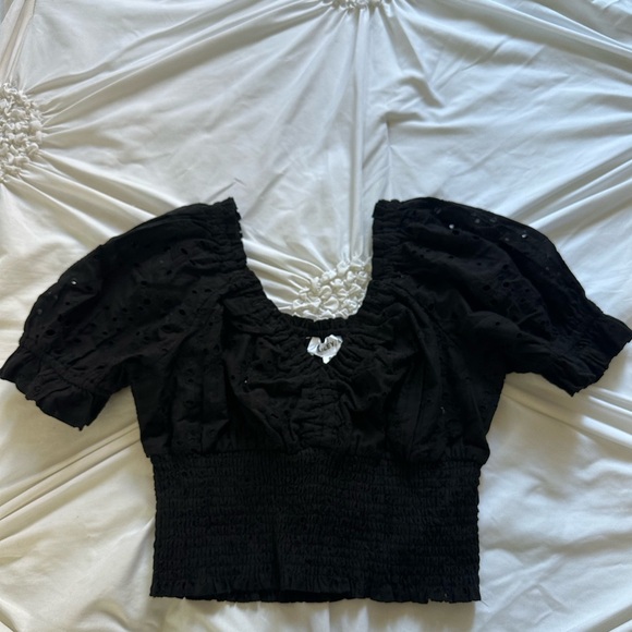 Black Patterned Crop Top - Picture 1 of 2